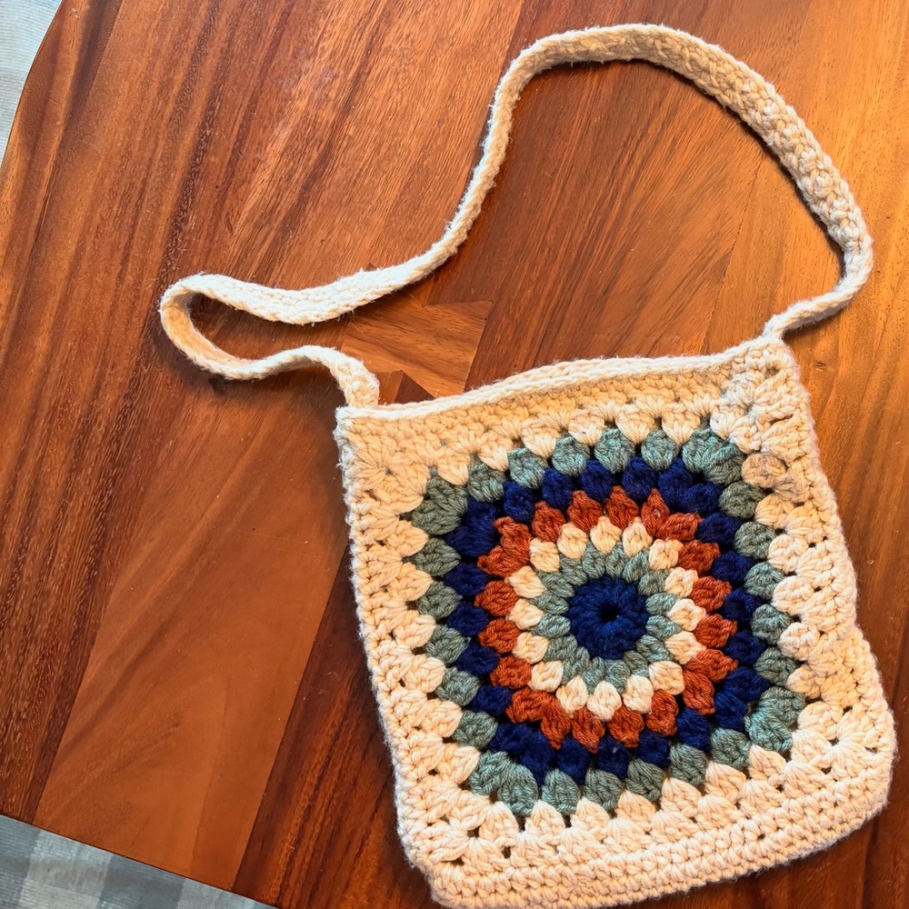 Handmade Crochet Multicolor Shoulder Bag